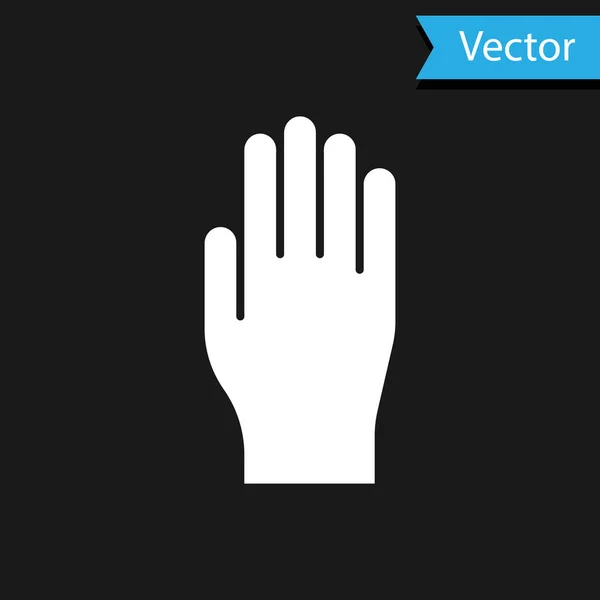 Guantes Médicos Blancos Icono Aislado Sobre Fondo Negro Guantes Goma — Vector de stock