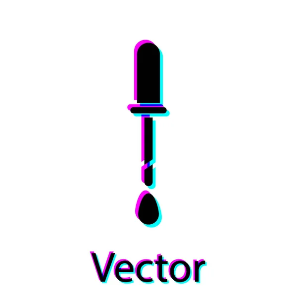 Schwarzes Pipettensymbol Isoliert Auf Weißem Hintergrund Element Medizinischer Chemischer Laborausrüstung — Stockvektor