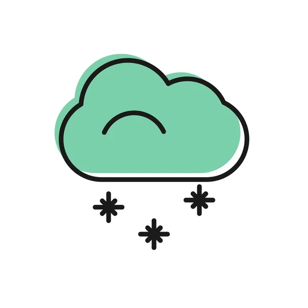 Černá Čára Cloud Ikonou Sněhu Izolované Bílém Pozadí Mrak Sněhovými — Stockový vektor