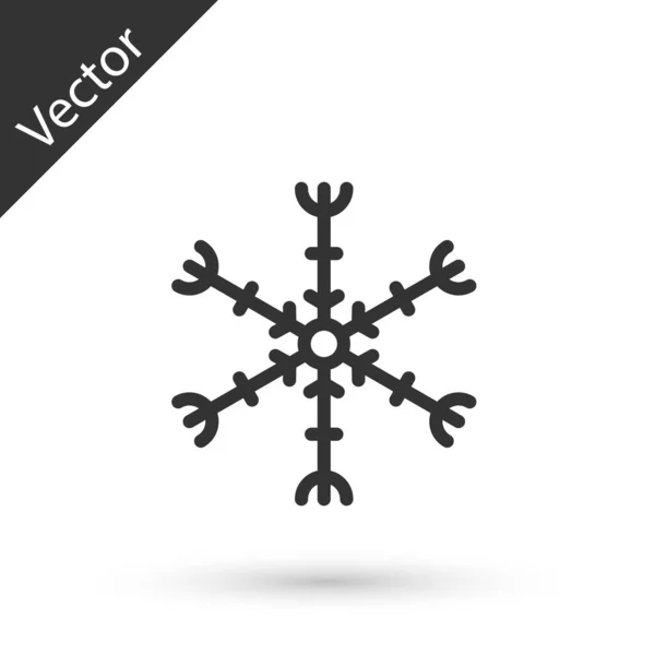 Línea Gris Icono Copo Nieve Aislado Sobre Fondo Blanco Ilustración — Vector de stock
