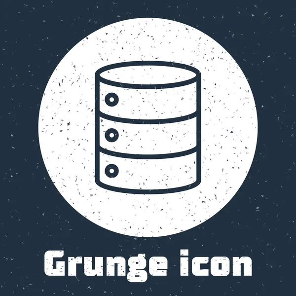 Grunge Line Serveur Données Icône Hébergement Web Isolé Sur Fond — Image vectorielle