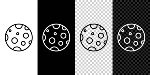 Définir Icône Lune Isolée Sur Fond Noir Blanc Illustration Vectorielle — Image vectorielle