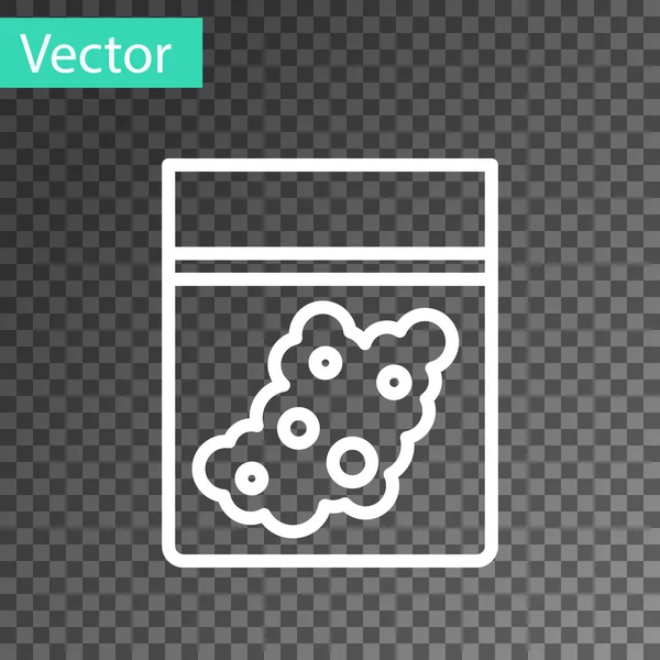Белая Линия Пластиковый Пакет Лекарственной Иконой Конопли Изолированы Прозрачном Фоне — стоковый вектор
