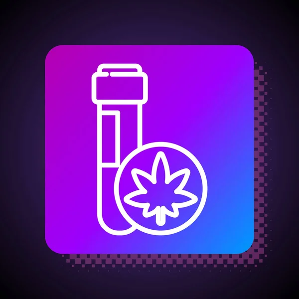 Ligne Blanche Tube Essai Chimique Avec Icône Marijuana Feuille Cannabis — Image vectorielle