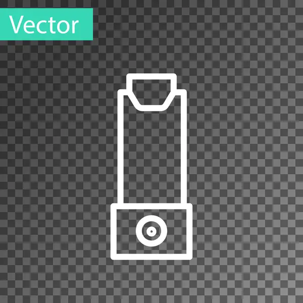 Línea Blanca Icono Del Inhalador Aislado Sobre Fondo Transparente Respiración — Vector de stock