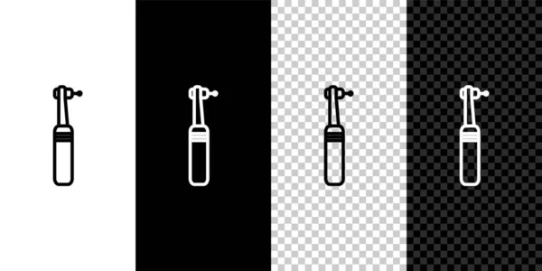 Set Line Icono Taladro Dental Aislado Sobre Fondo Blanco Negro — Vector de stock