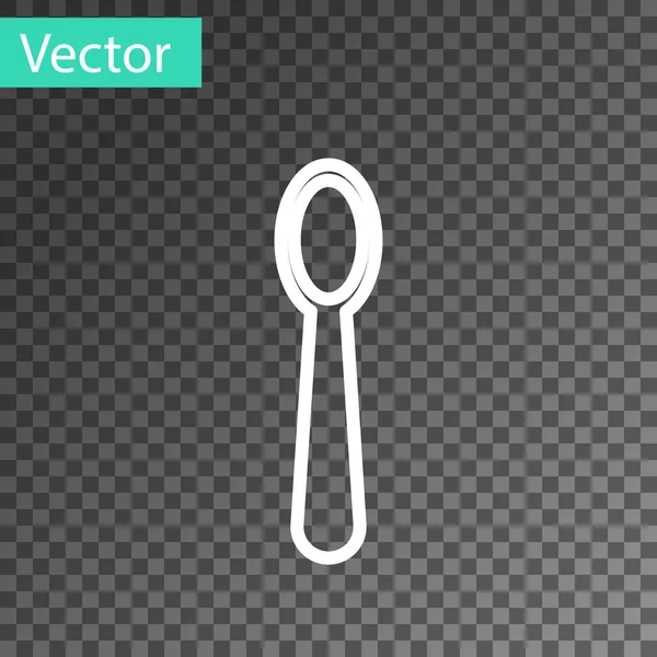 White Line Disposable Plastic Spoon Icon Isolated Transparent Background Vector — 스톡 벡터