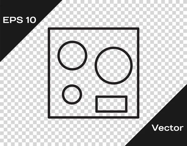 Ligne Noire Icône Poêle Électrique Isolé Sur Fond Transparent Plaque — Image vectorielle