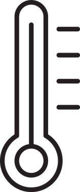 Siyah çizgi Meteoroloji termometresi beyaz arka planda izole edilmiş ikonu ölçüyor. Termometre termometresi sıcak ya da soğuk hava gösteriyor. Vektör İllüstrasyonu