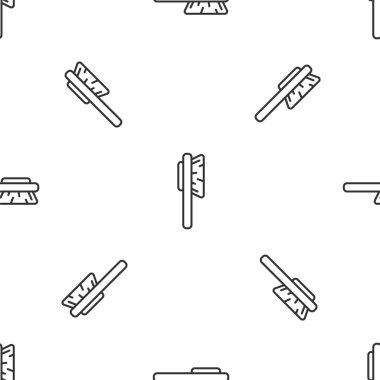 Gri çizgi saç fırçası ikonu beyaz arka planda kusursuz desen izole etti. Taraklı saç işareti. Berber sembolü. Vektör İllüstrasyonu