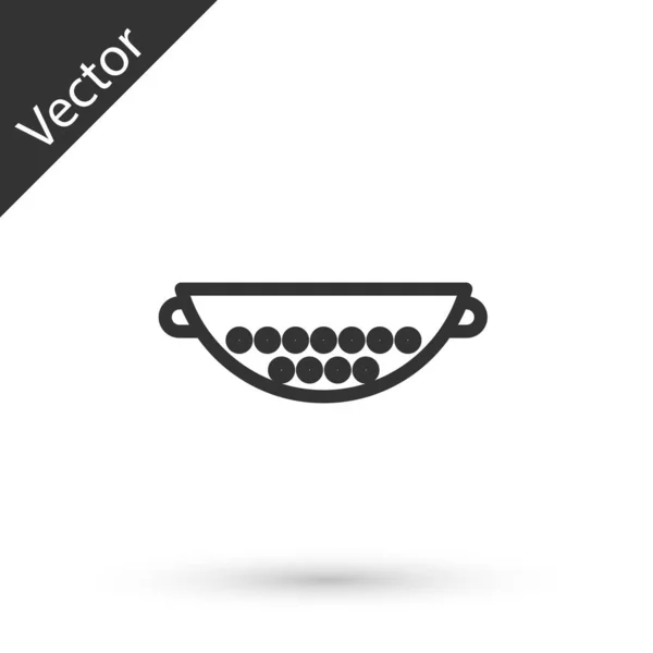 Grey Line Kitchen Colander Icon Isolated White Background Cooking Utensil — Stock Vector