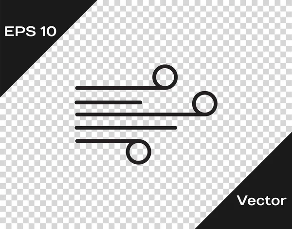 Linha Preta Ícone Vento Isolado Fundo Transparente Tempo Ventoso Ilustração — Vetor de Stock