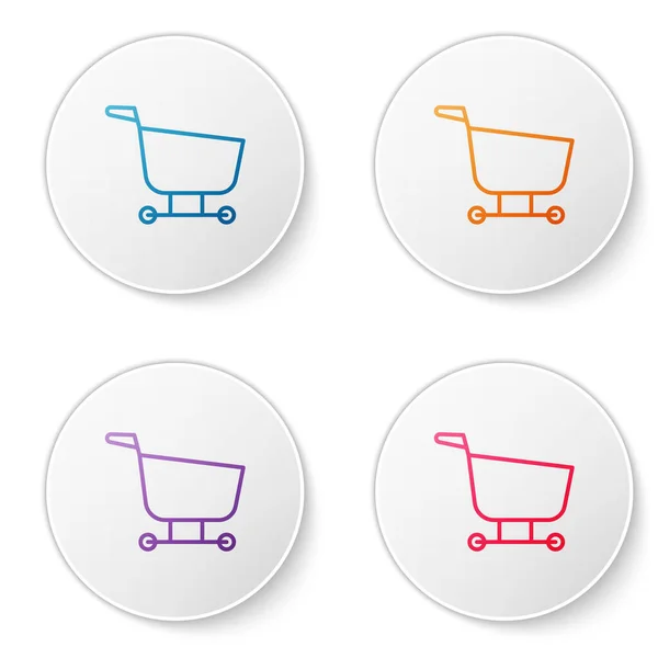 Línea Color Icono Del Carrito Compras Aislado Sobre Fondo Blanco — Vector de stock