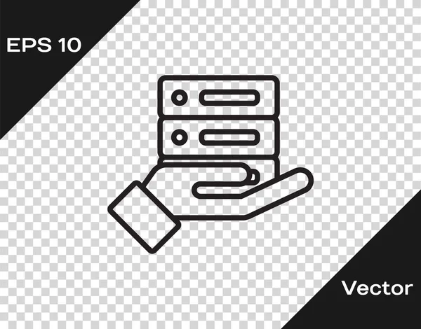 Servidor Línea Negra Datos Web Hosting Icono Aislado Fondo Transparente — Vector de stock