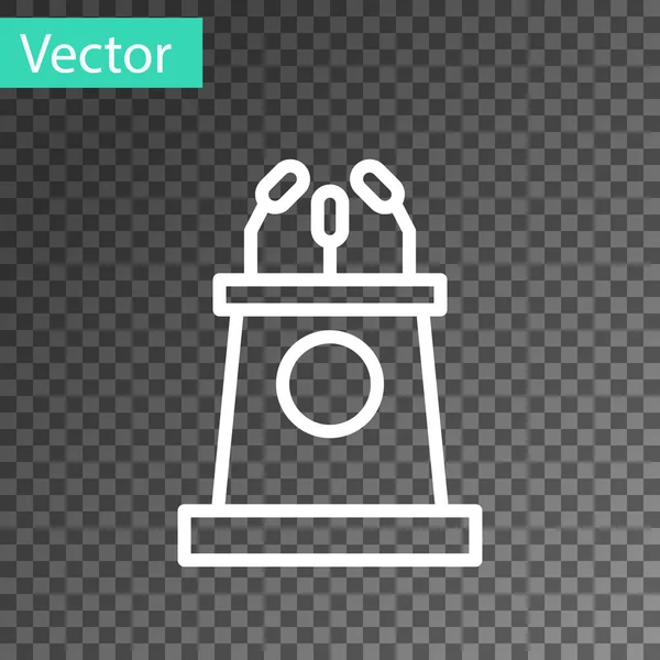 Línea Blanca Soporte Escenario Debate Podium Rostrum Icono Aislado Sobre — Vector de stock