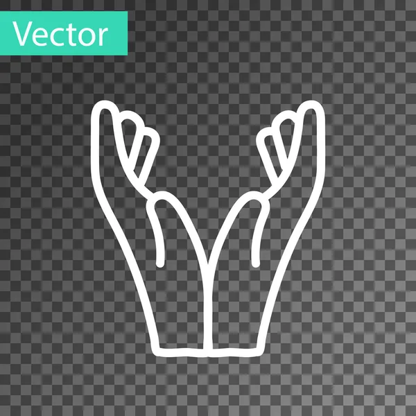 Weiße Linie Hände Gebetsposition Symbol Isoliert Auf Transparentem Hintergrund Gebet — Stockvektor