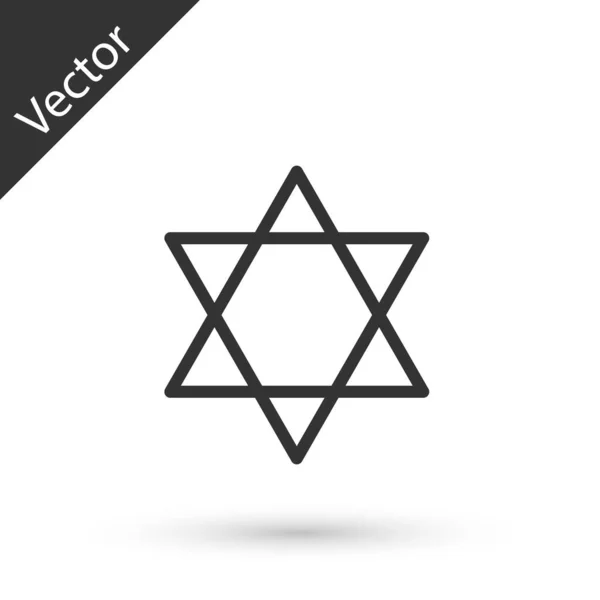 Grey Line Star David Icon Isolated White Background Jewish Religion — Stock Vector