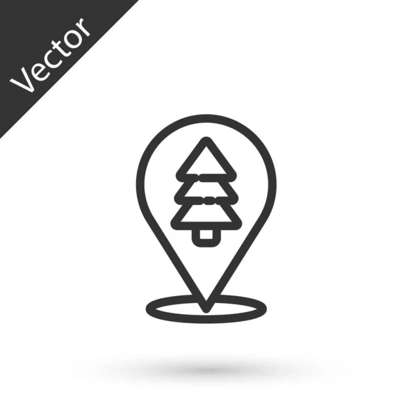 Grijze Lijn Ligging Van Het Bos Een Kaart Pictogram Geïsoleerd — Stockvector