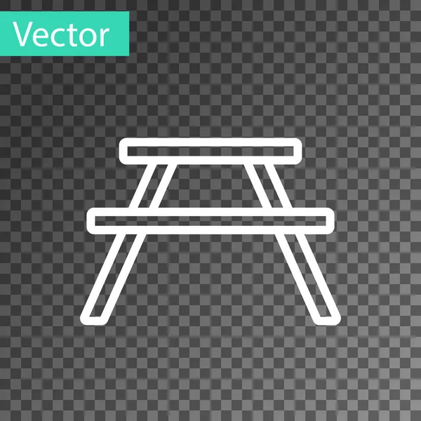 White Line Picnic Table Benches Either Side Table Icon Isolated — Stock Vector