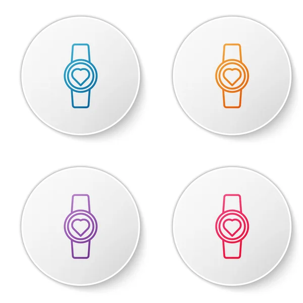 Línea Color Reloj Inteligente Que Muestra Icono Ritmo Cardíaco Aislado — Vector de stock