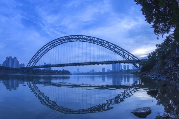 Αυγή Riverside Yonghe γέφυρα — Φωτογραφία Αρχείου