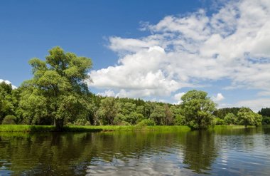 Göl boyunca ağaçlar çevrilidir