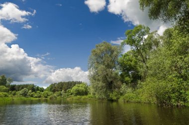 Göl boyunca ağaçlar çevrilidir
