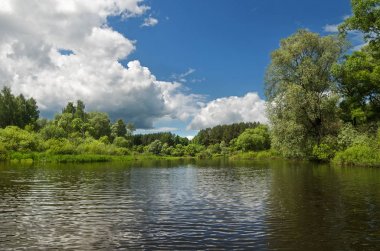 Göl boyunca ağaçlar çevrilidir