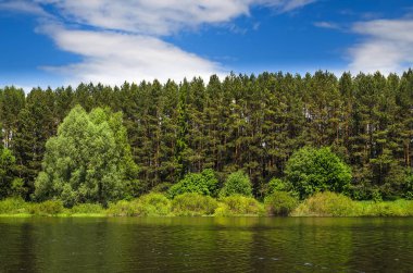 Göl boyunca ağaçlar çevrilidir