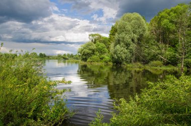 Göl boyunca ağaçlar çevrilidir