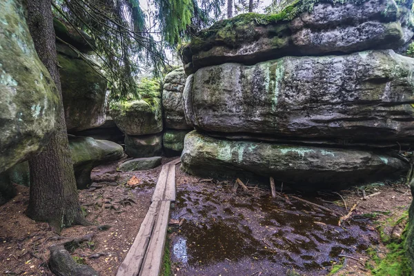 Famoso nel labirinto roccioso nelle montagne di Stolowe — Foto Stock