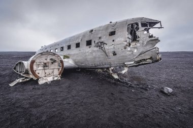 Abandoned plane in Iceland clipart