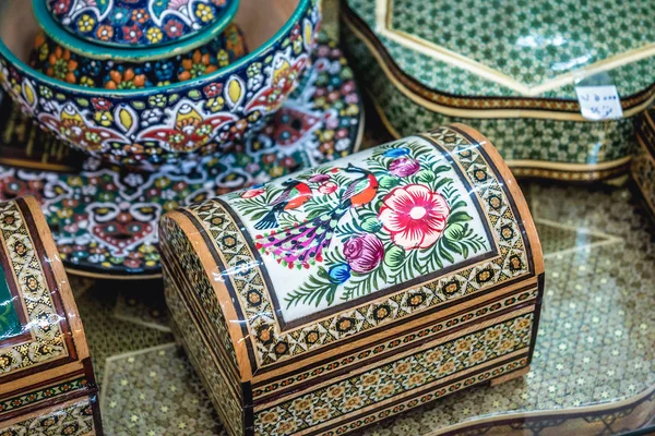 Shiraz Irã Outubro 2016 Junte Uma Decoração Caixas Madeira Marfim — Fotografia de Stock