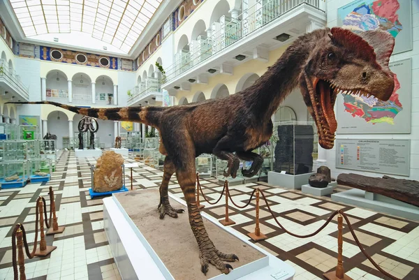Varšava Polsko Září 2008 Model Dilophosaurus Wetherilli Dinosaurus Geologické Museumze — Stock fotografie