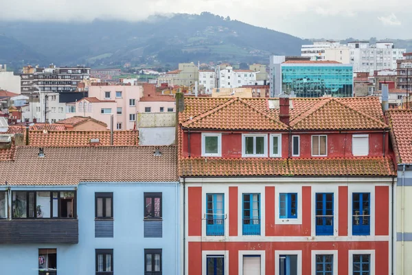 Casas Barrio Cimavilla Ciudad Gijón España Vista Aérea Desde Promontorio — Foto de Stock