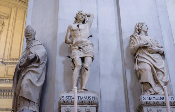 Statues inside the Roman Catholic Assumption Cathedral in Palermo, Sicily Island in Italy