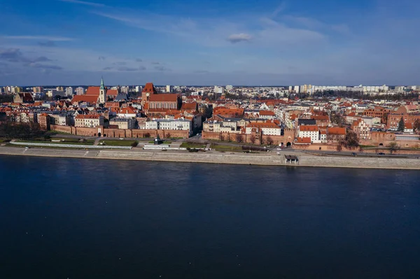 Drone View Historic Part Torun City Vistula River Poland John — Stock Photo, Image