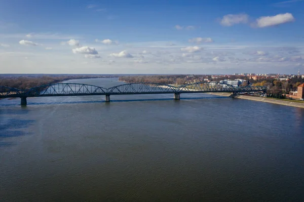 Вид Реку Вислу Мост Юзефа Пилсудского Городе Торунь Польше — стоковое фото