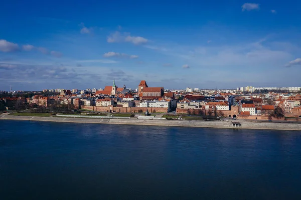 Drone View Toruń Nad Wisłą Polsce Katedrą Jana Chrzciciela Kościołem — Zdjęcie stockowe
