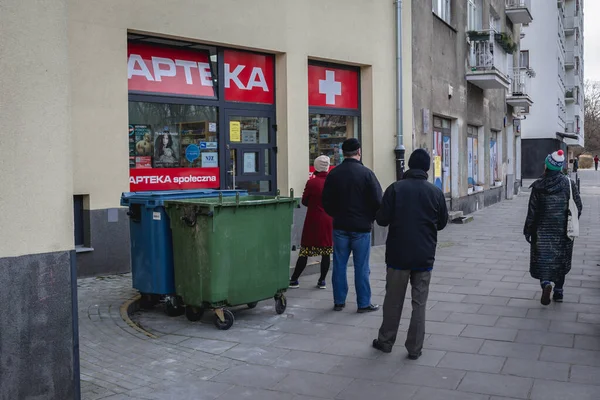 Warszawa Polen Mars 2019 Utanför Framför Apotek Warszawa Efter Att — Stockfoto