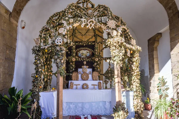 Altar Pan Restos Después Fiesta San Jope Salemi Pequeña Ciudad — Foto de Stock