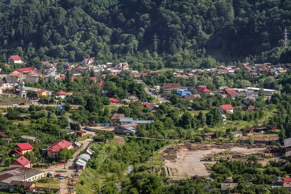 Aldeia Lunca Jaristei Vista Ponto Vista Lado Barragem Siriu Roménia — Fotografia de Stock