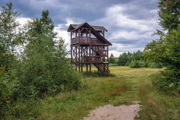 ポーランドのポドラシー州ストッカ村近くのBiebrza国立公園のLawki湿地に観光客のための木製の塔 — ストック写真