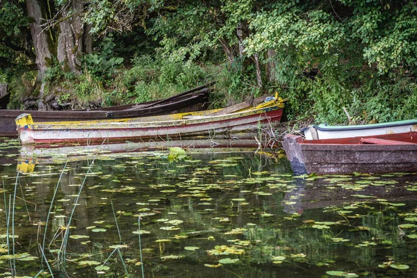 Лодки Вигрском Озере Национальном Парке Вигры Вид Берега Вблизи Сел — стоковое фото