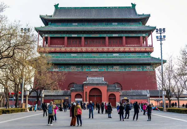 Beijing China Februarie 2019 Piața Din Fața Turnului Tobe Din — Fotografie, imagine de stoc