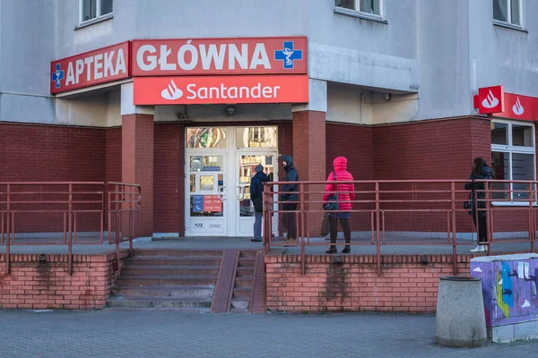 Warszawa Poland Березня 2019 Зовнішня Черга Перед Аптекою Варшаві Після — стокове фото