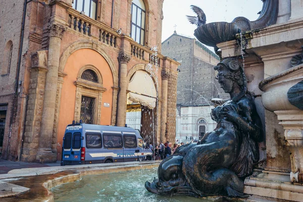 Болонья Италия Октября 2019 Года Нереид Скульптуры Базе Фонтана Нептун — стоковое фото