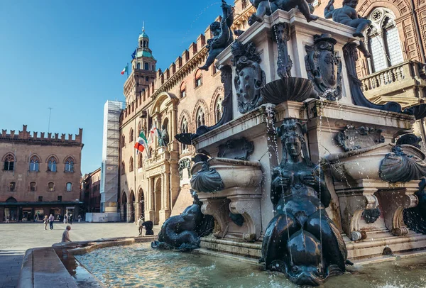 Bologna Talya Ekim 2019 Nerid Heykelleri Neptune Çeşmesi Nin Tabanında — Stok fotoğraf