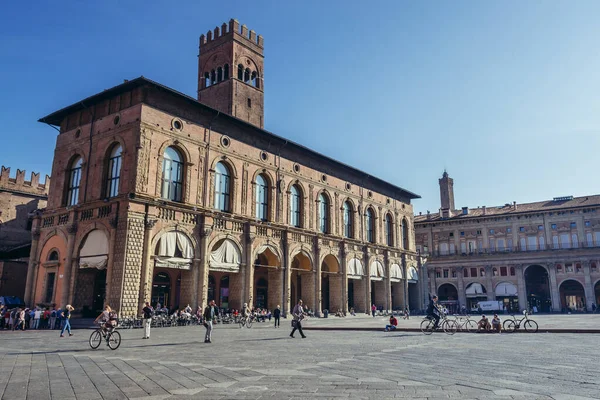 Bolonha Itália Outubro 2019 Podesta Banchi Palácios Praça Principal Parte — Fotografia de Stock