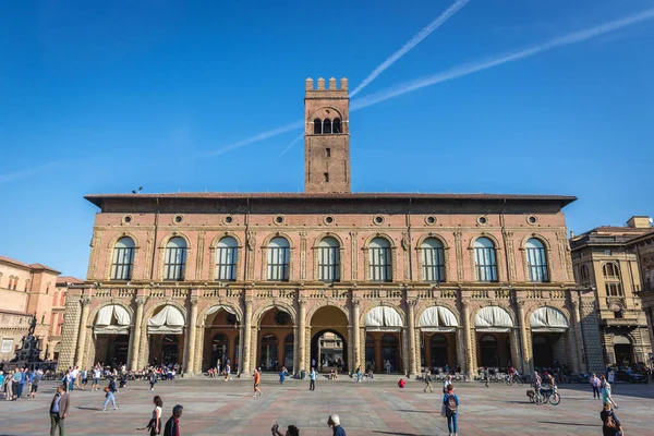 Bolonia Italia Octubre 2019 Palacio Podesta Torre Arengo Plaza Principal — Foto de Stock